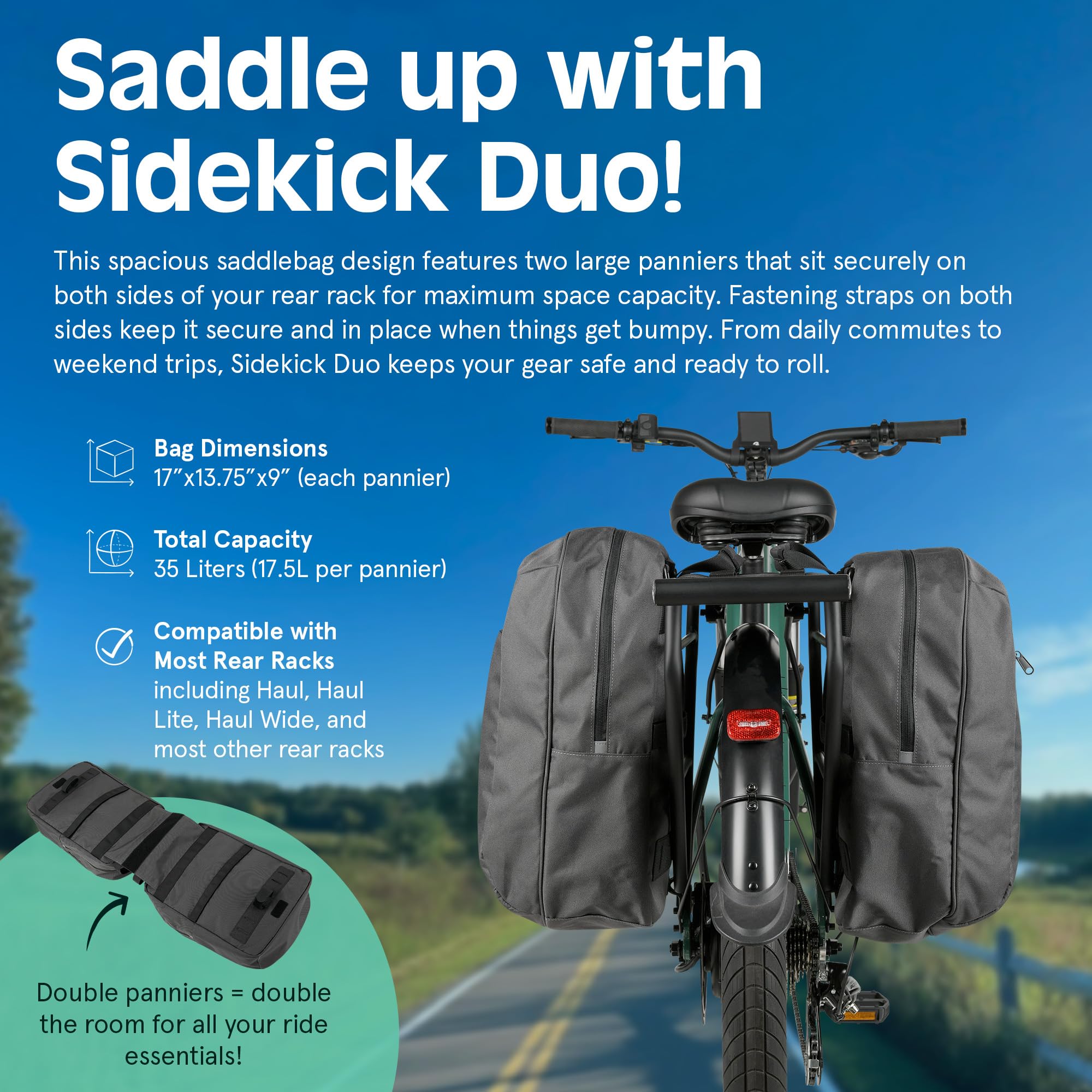 Bike Panniers, Waterproof Panniers Bike Bags For Rear Rack - View #3