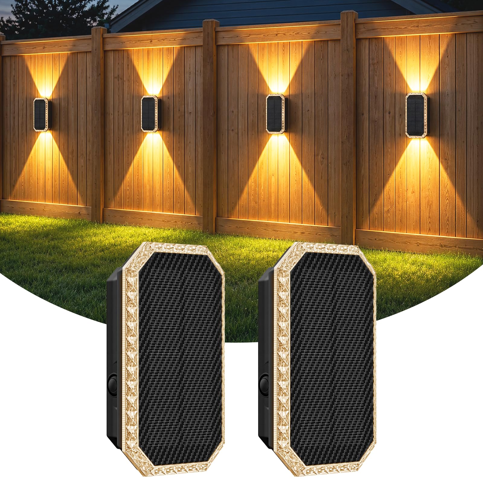 TECKNET Solar Wandleuchten für außen, Up & Down Licht, 6 Stück | Solarlampen für außen Wand, Lange Leuchtdauer, IP67 Wasserdicht, 3 Farben (3000K/4000K/6500K), für Haus Garten Zaun Hof