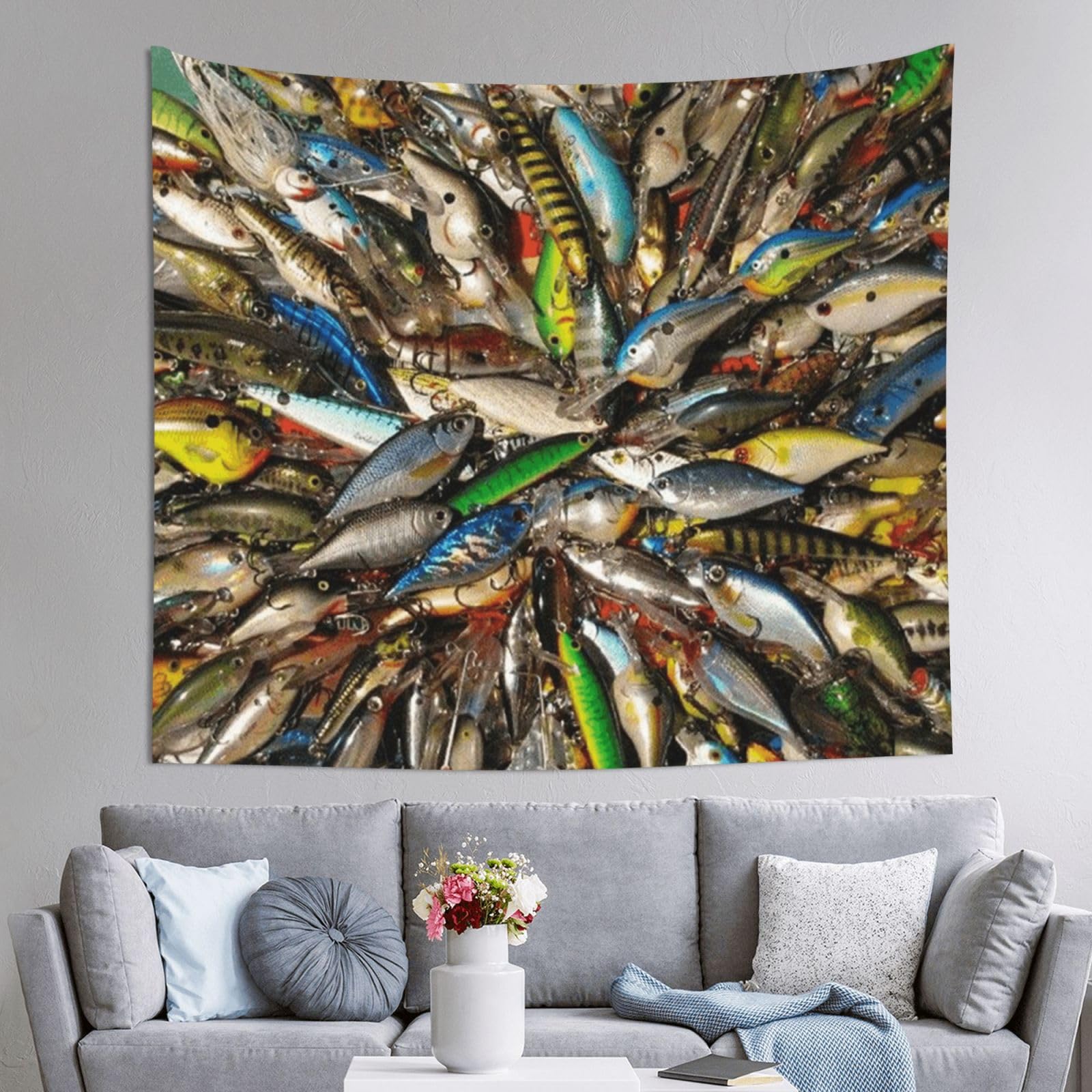 WKSGDSG Decoration Tapestry Wall Hanging For Bedroom, Fishing Bait, 152x130cm Dorm Decor, Lightweight Easy Hang Wall Art For Living Room, Aesthetic Tapestries For Outdoor, Ceiling, Doorway, Camping