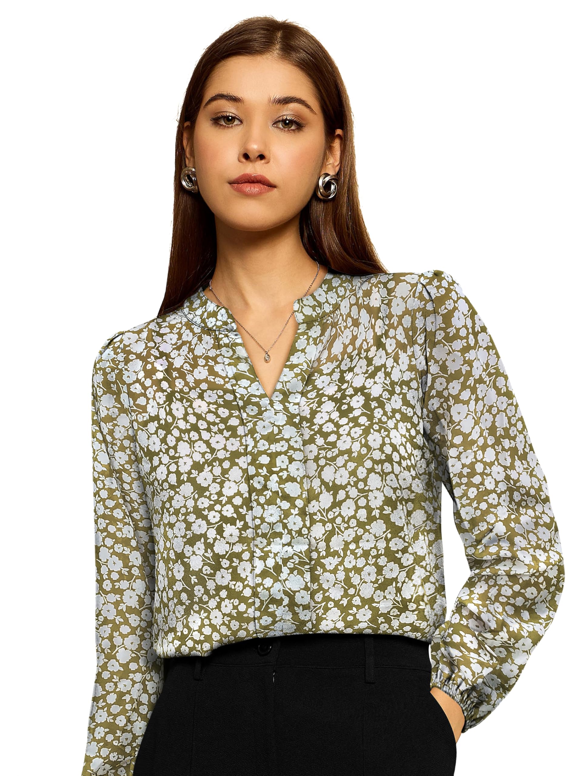 Women's Georgette Floral Straight Western Top | Winter Tops | Western | Latest Woman Tunic | Trendy-image-32
