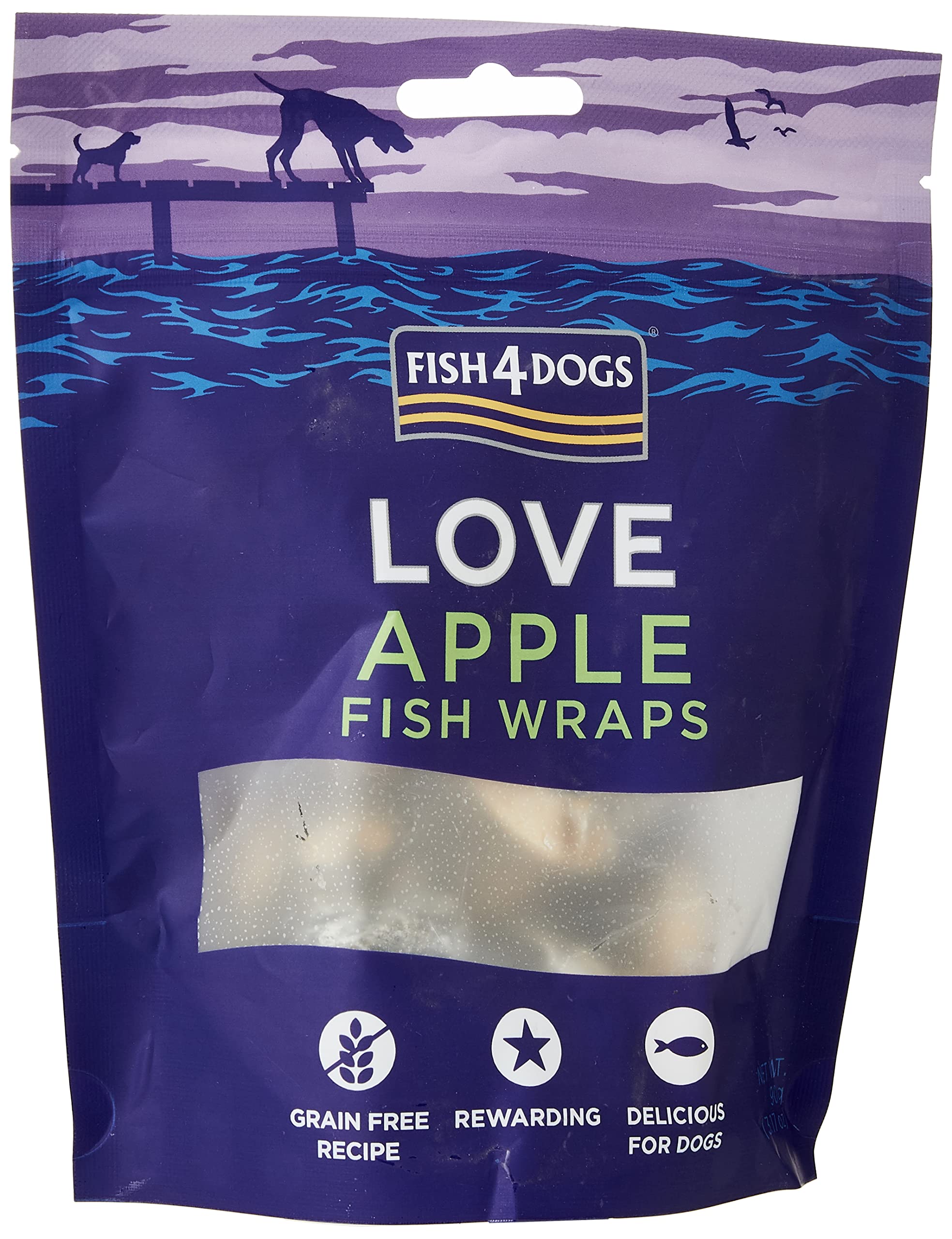 Fish4Dogs Love Apple Fish Wraps, variété, 0,​1 kg