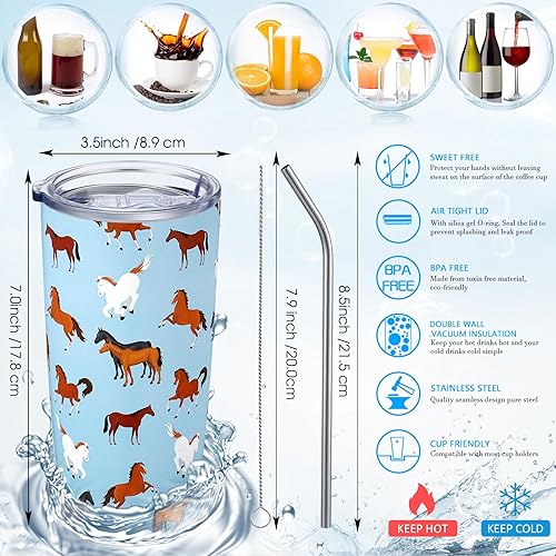 Miniatura 2 de 2 piezas de regalos de caballo para mujeres y niñas, vasos de caballo de 20 onzas, taza de café de acero inoxidable para cumpleaños, Navidad, día de
