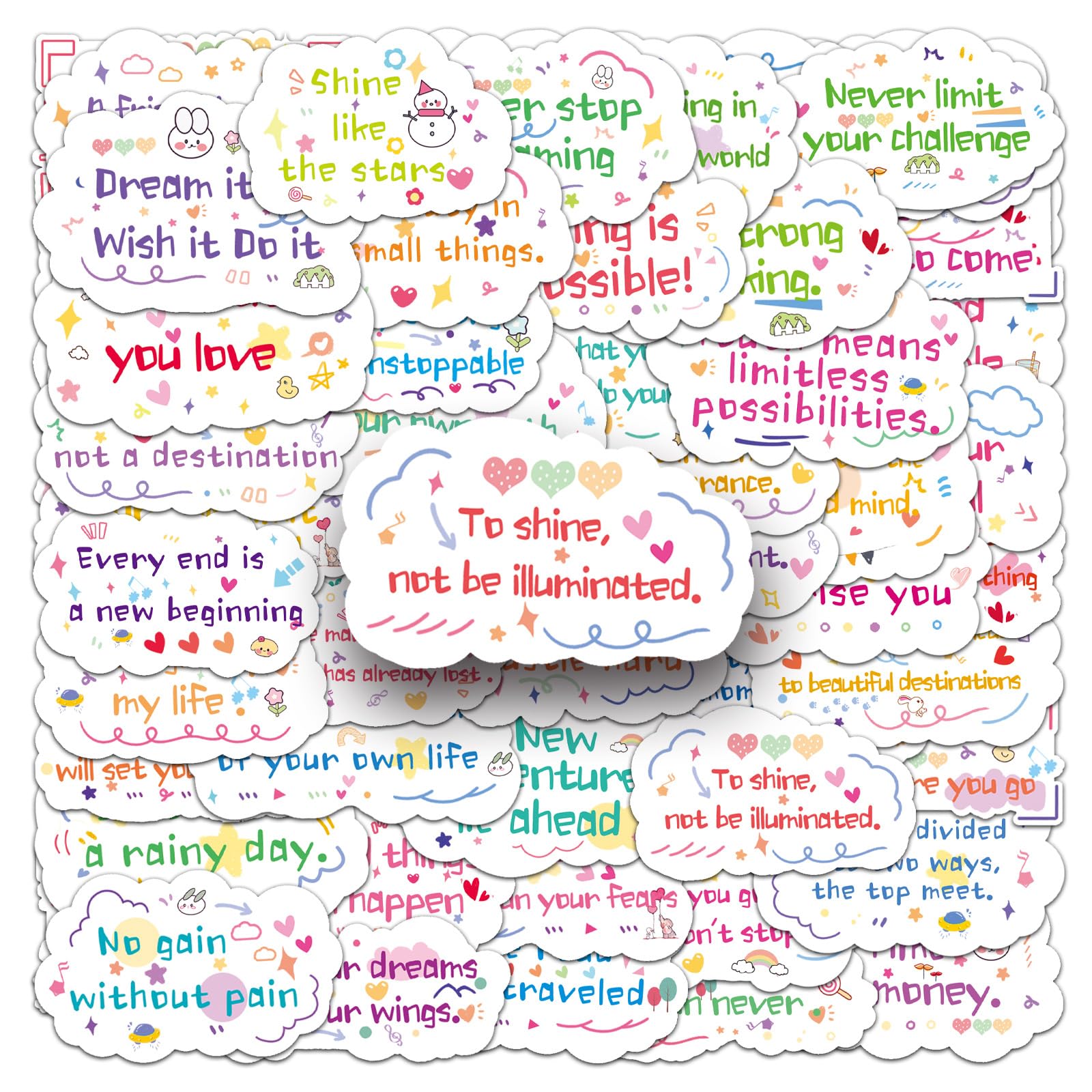 Inspirational English Words Stickers 100PCS for Teens Kids Adults,Motivational Quote Waterproof Decals for Water Bottles Scrapbook Journal Laptop Notebook Helmet Bicycle Guitar Luggage Skateboard