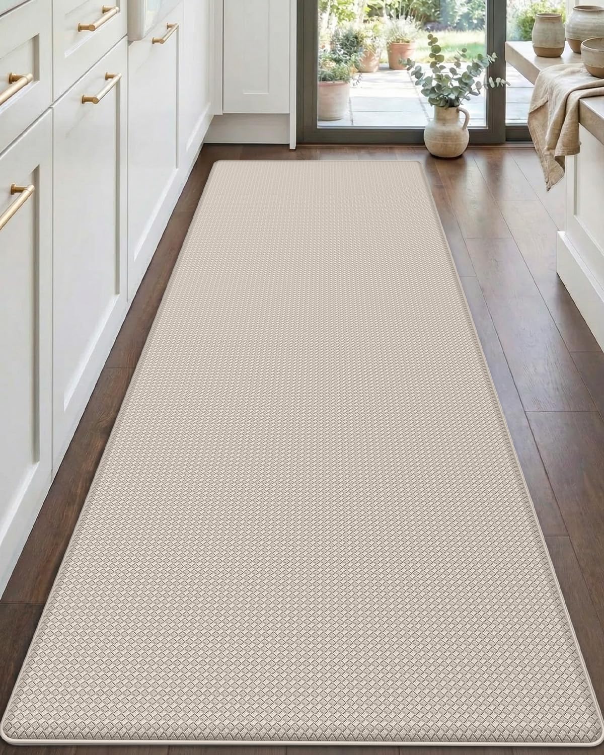 Tapis de sol de cuisine anti-fatigue beige DEXI 58x149 cm