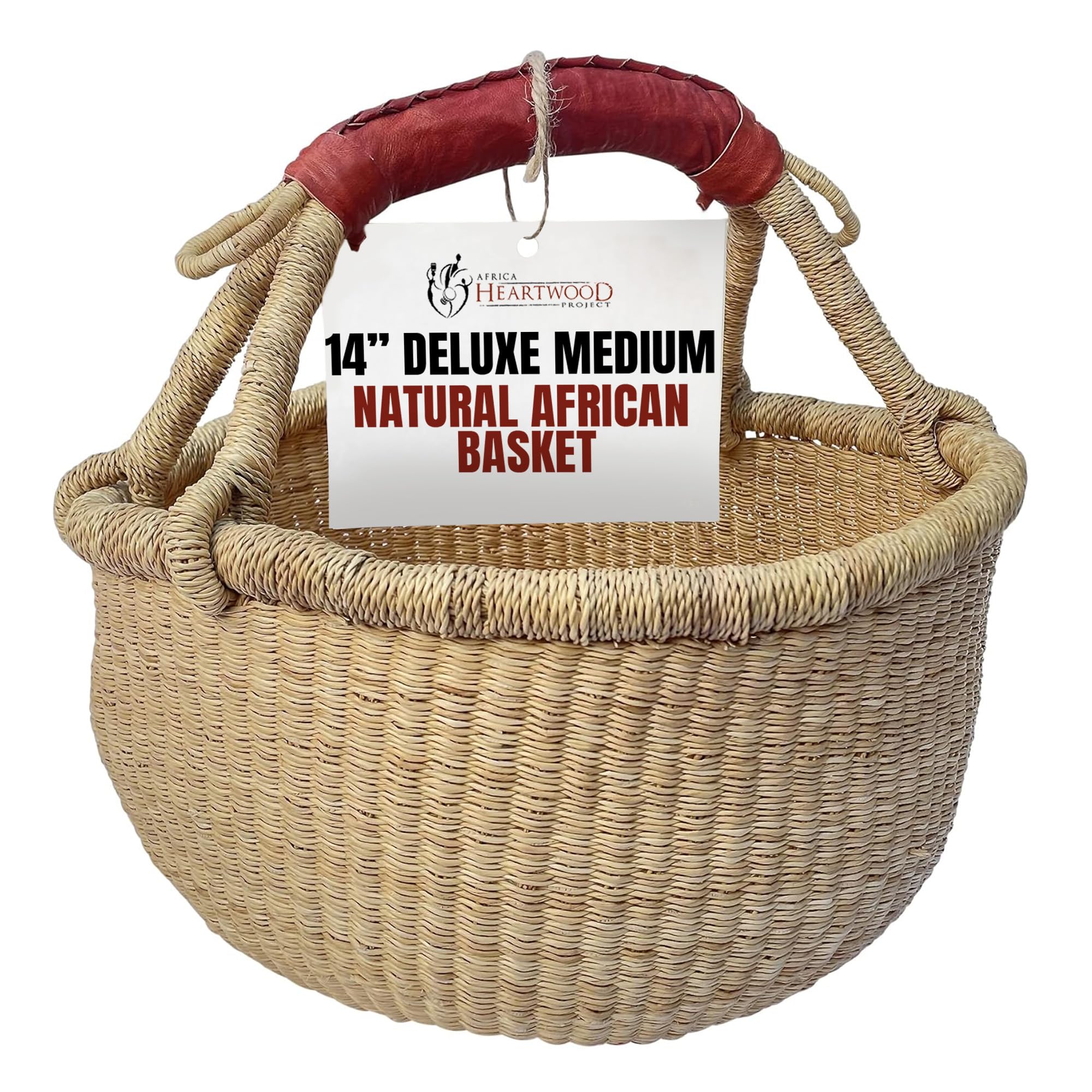 Deluxe Round Natural African Basket - Medium 14