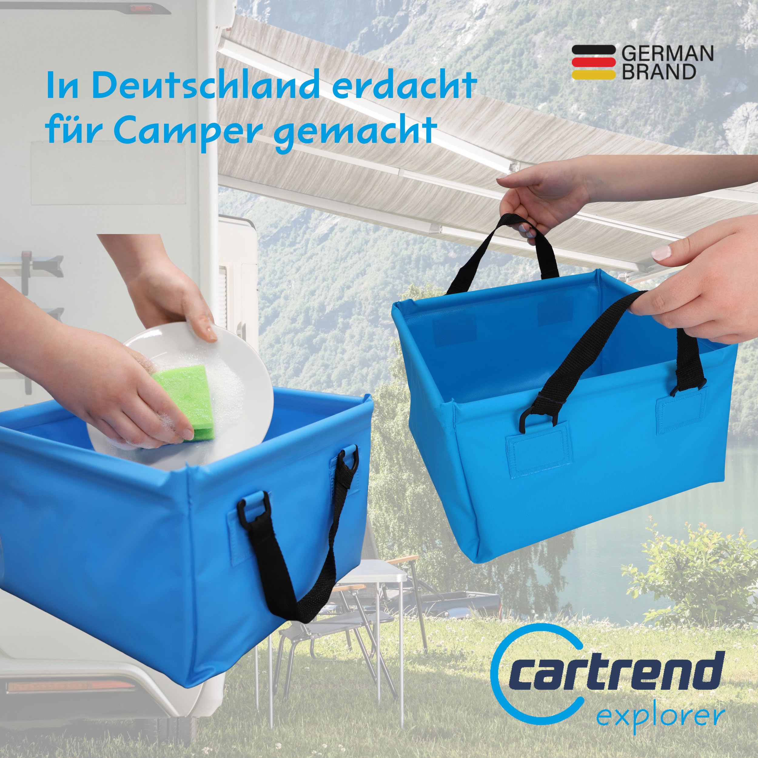 Ciotola Pieghevole 15L Blu Per Campeggio - Lavaggio Piatti Outdoor Per Escursioni, Camper E Giardino - Foto 2