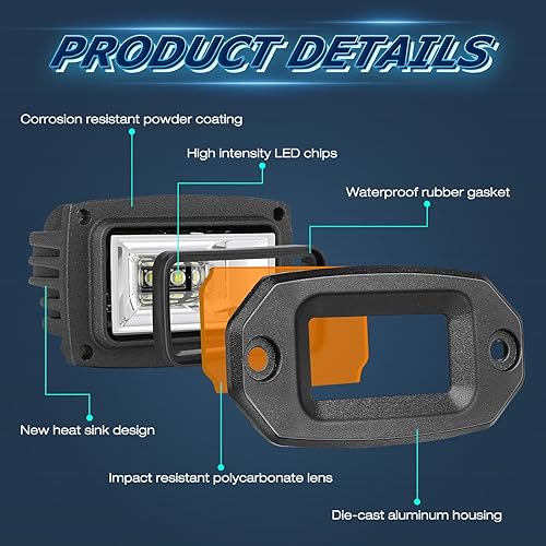 Miniatura 3 de Niwaker - Cápsulas LED de montaje empotrado, color ámbar, 4 pulgadas, 40 W, luces antiniebla LED amarillas, luces de conducción todoterreno, barra