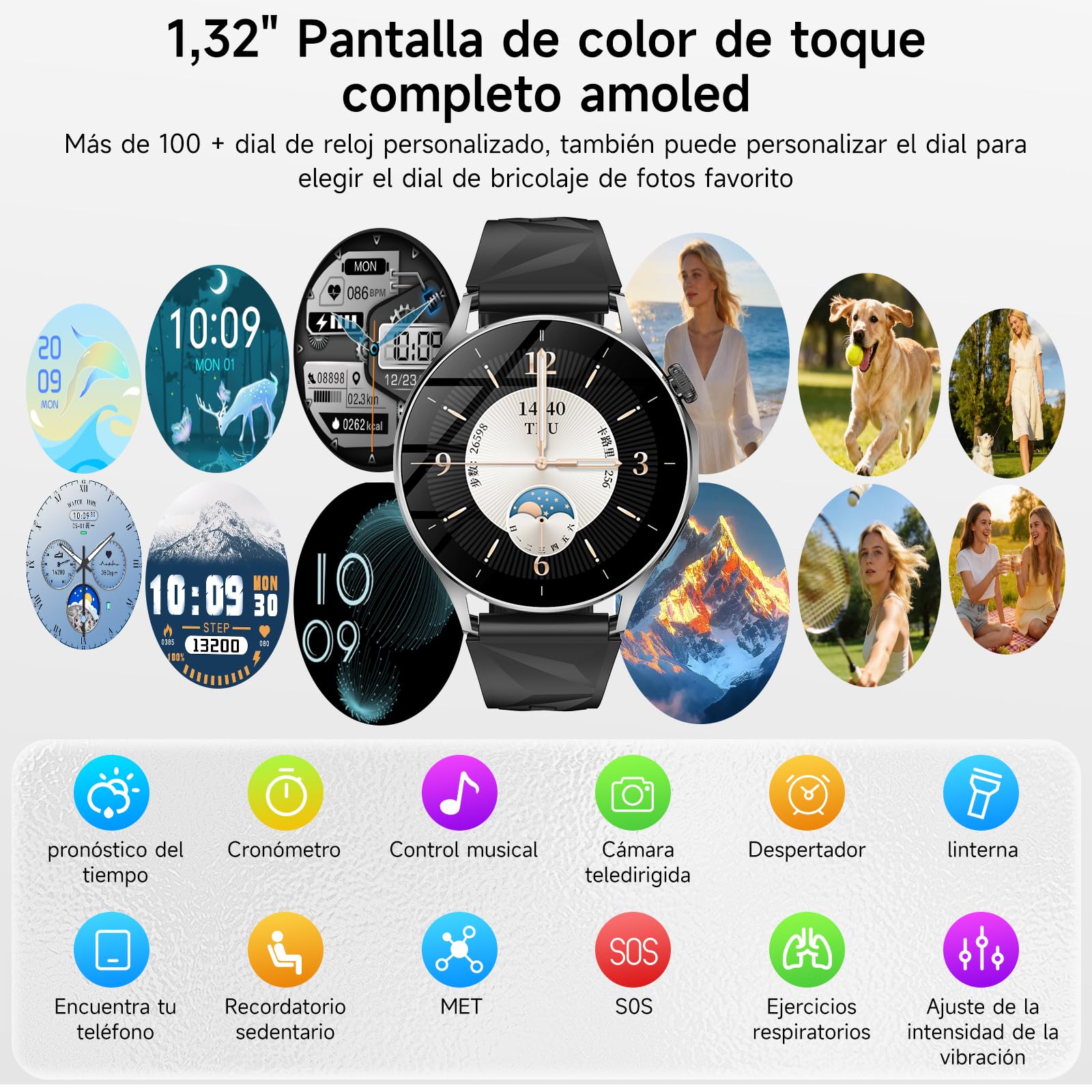 YUPENG ECG Reloj Inteligente Mujer con Presión Arterial/HRV /SpO2 /Sueño | 1.32" Salud Smartwatch con Frecuencia Cardíaca Lípidos Salud Watch Pulsómetro