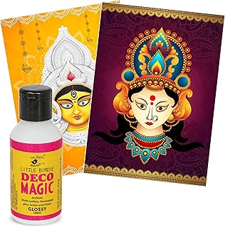 Little Birdie डेको मैजिक ग्लू ग्लॉसी 100ml डेकोपेज पेपर (देवी दुर्गा और पेपर देवी दुर्गा) 8 शीट्स के साथ | क्राफ्ट वर्क के लिए बिल्कुल सही