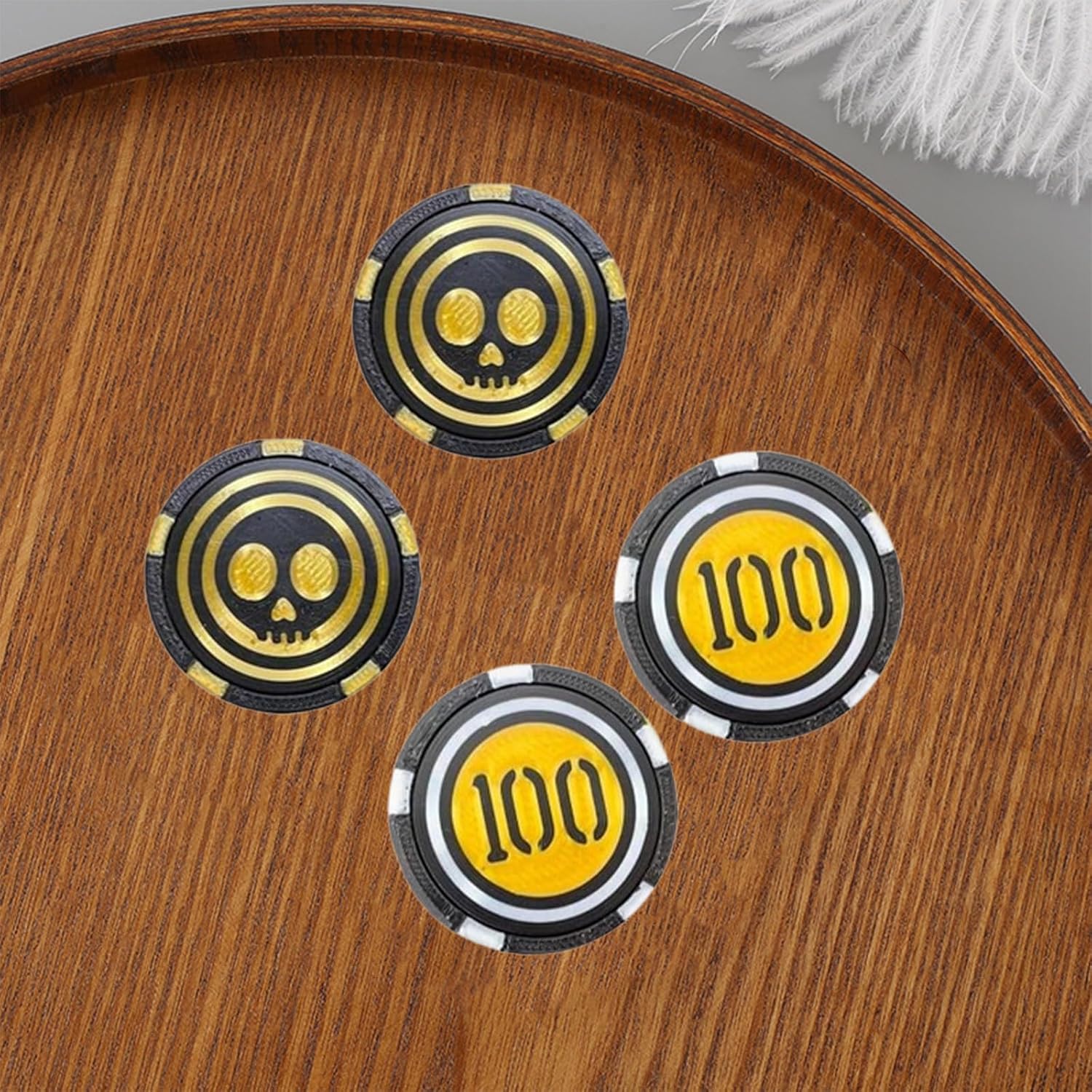 EDC Poker Chip Fidget Slider, Gold Metal Dual Sided Stacker for Adults, Premium Flip Tricks, Round Shape, Coin Design, Ages 8+,1.5x1.5 Inches (6 100 Dollars)