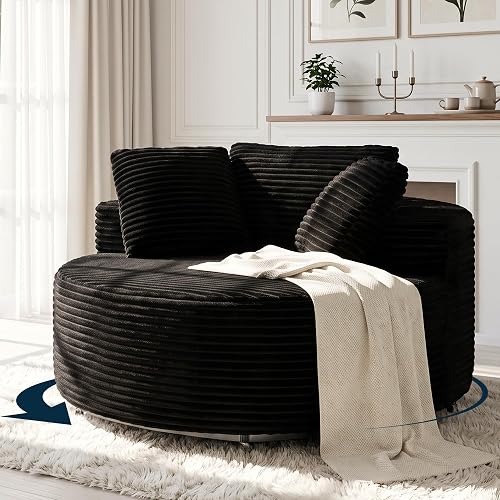 55" Oversized 360 Degree Swivel Chair, Modern Round Chair Lounge