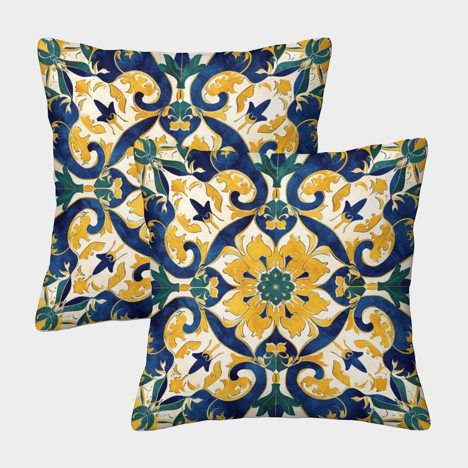 kaiyun 2 Pack Oriental Kutchik Pattern, Abstract 3D Image Printed Single-sided Cushion Cover 50x50cm