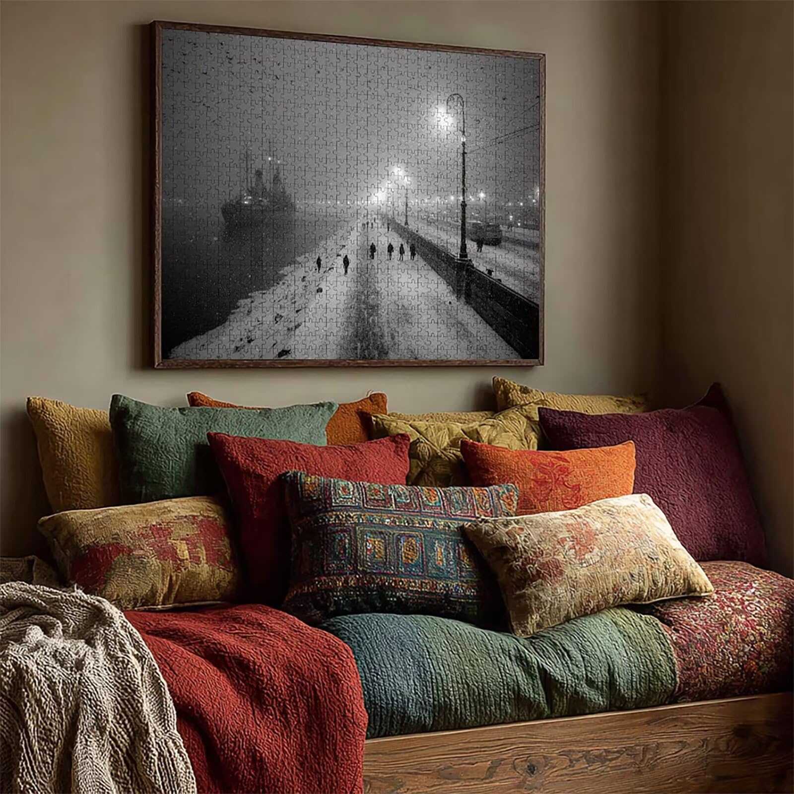 Puzzle Arte con Scatola Scena Innevata, Barca Puzzle Legno 6000 Pezzi Adulti 179x105cm, Attività di Intrattenimento ad Alta Difficoltà, DIY Classici Gioco, Jigsaw Per Tutta La Famiglia, Regalo, P-1338