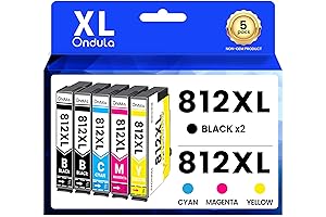 812XL Ink Cartridge Combo Pack 5pk Inkjet Cartridge Set Replaces for Epson...