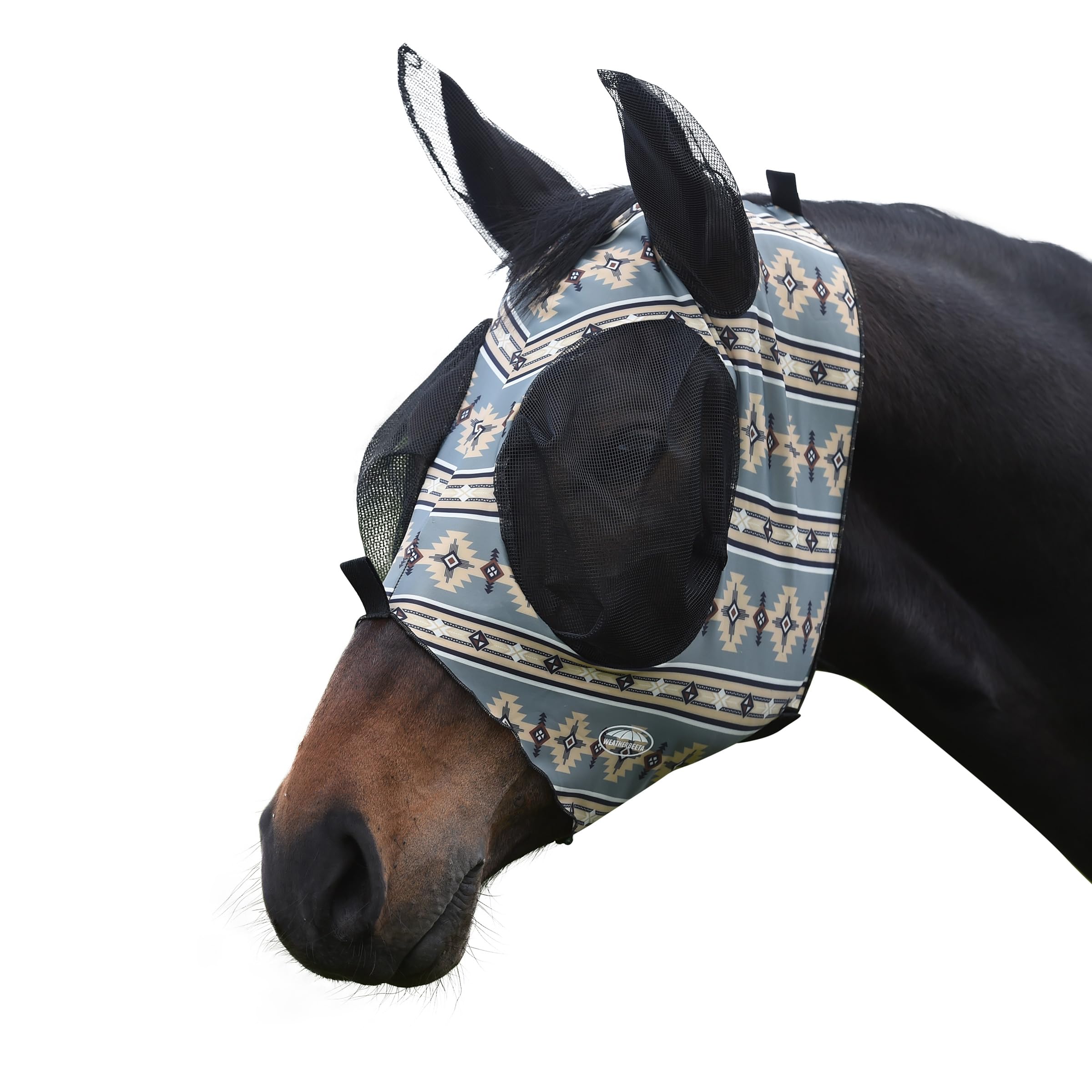 WeatherBeeta Deluxe Stretch Bug Eye Saver with Ears, Grey Navajo Print, Cob