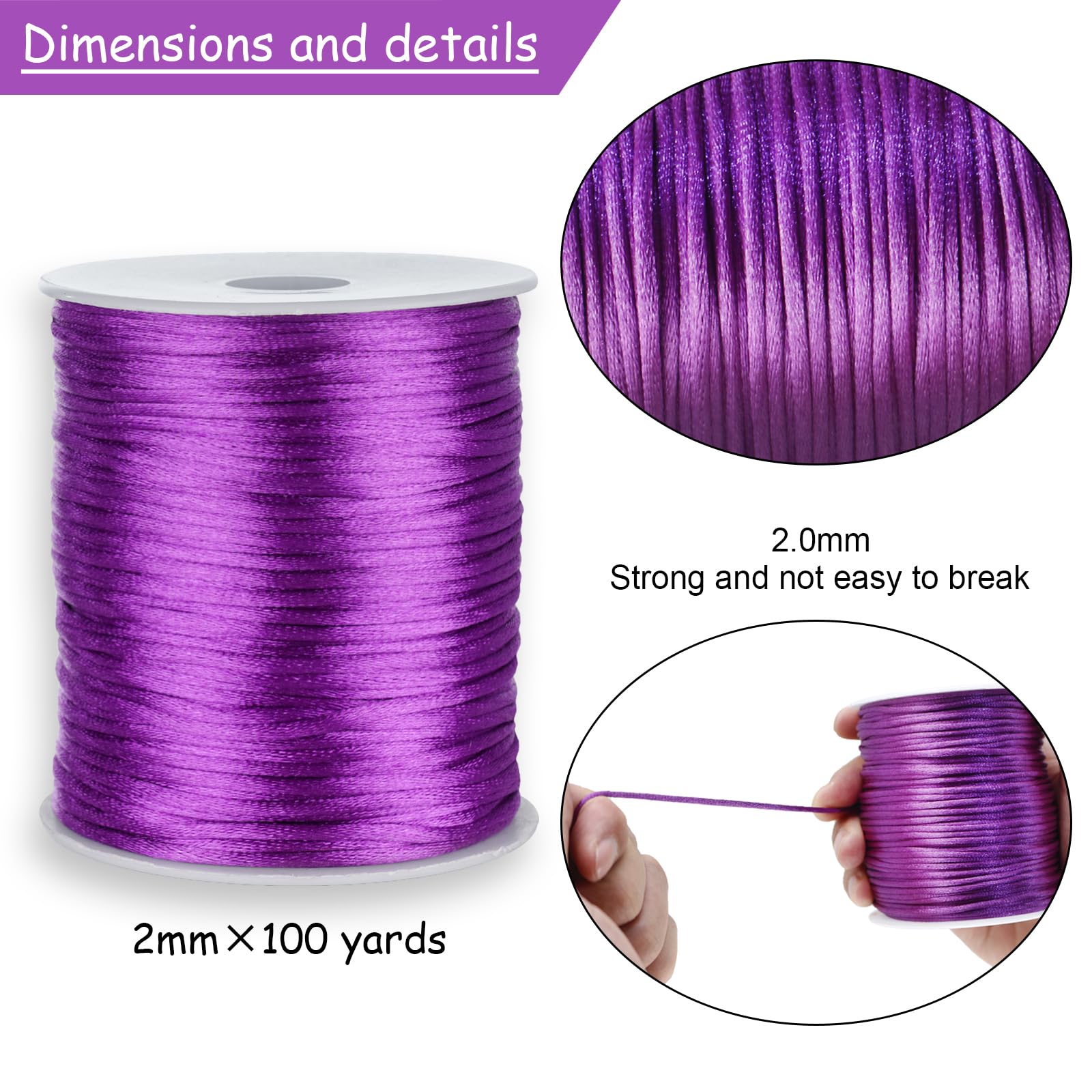 FQTANJU 2mm Nylon Satin Cord - Image 3