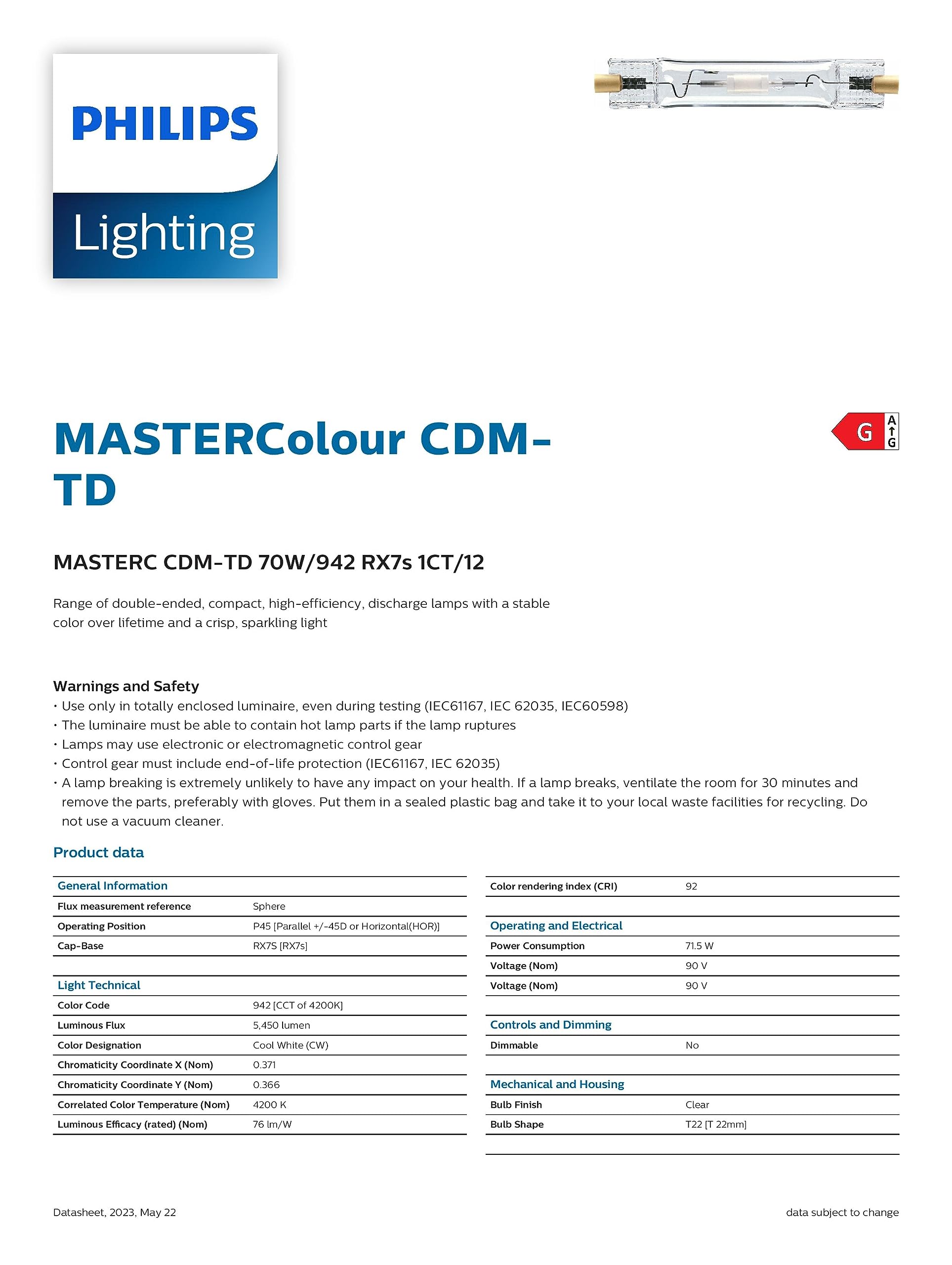 Philips Master colour CDM-TD 70W 942 NDL CDM CDMT