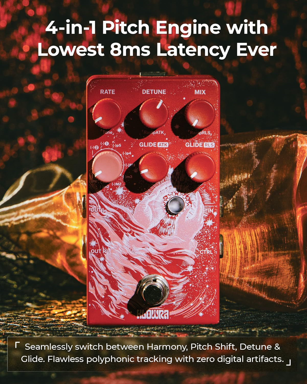 Vein Pitch Shifter Gitarrenpedal für E-Gitarre – Polyphones Pitch-Shifting mit 17 Shift-Drop-Typen, mikrotonales True Stereo, massive Detune-Reichweite, präziseres Tracking, CTRL-Steuerung