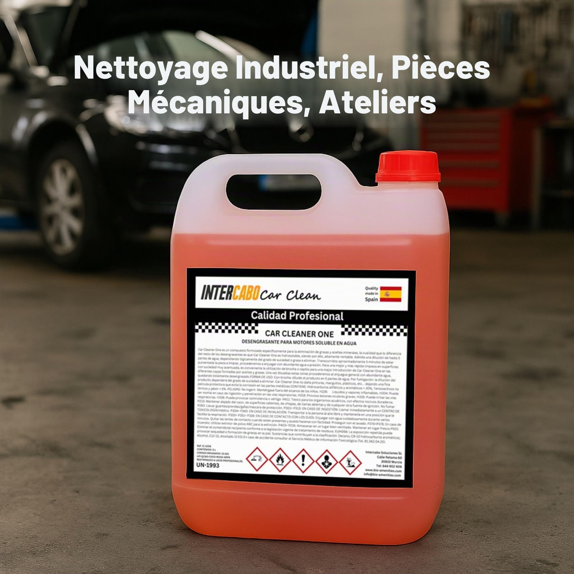 Dégraissant pour Moteurs Soluble dans l’Eau 5 L • Élimine Graisse, Huiles et Résidus • Idéal pour Entretien Mécanique et Automobile • Usage Professionnel Intensif