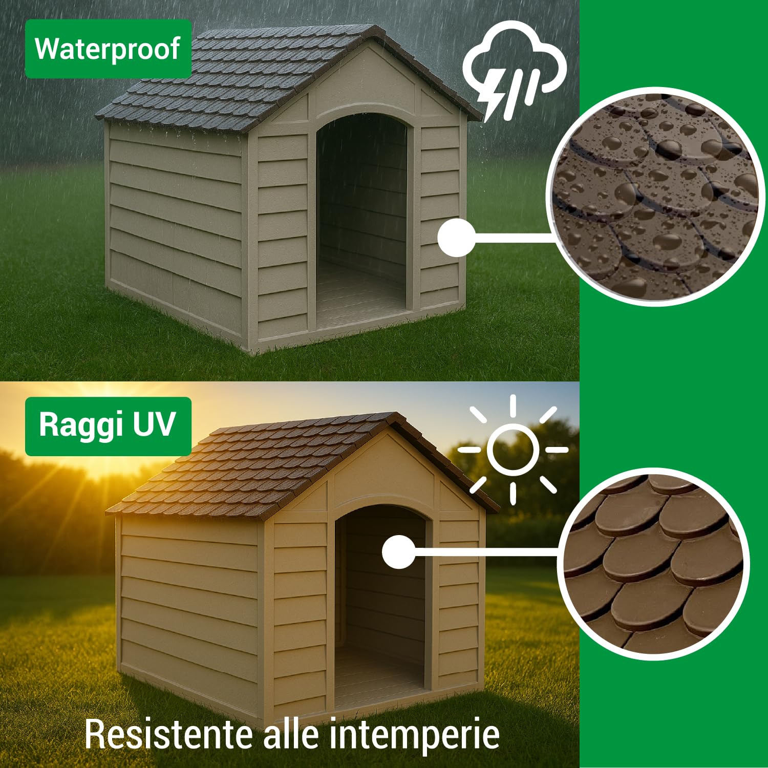 Crisalide® - PawsPalace Cuccia Per Animali, 2 Dimensioni, Facile Da Lavare, In Resina PVC, Facile Da Assemblare, Super Resistenze, Taglia Medio/Grande, Cuccia per Esterni (Large)