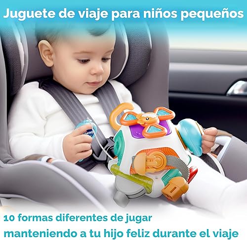 Miniatura 7 de iPlay, iLearn Cubo de tablero 10 en 1 para bebé, juguete sensorial Montessori para niños pequeños de 1 a 3 años, asiento de automóvil para niños,