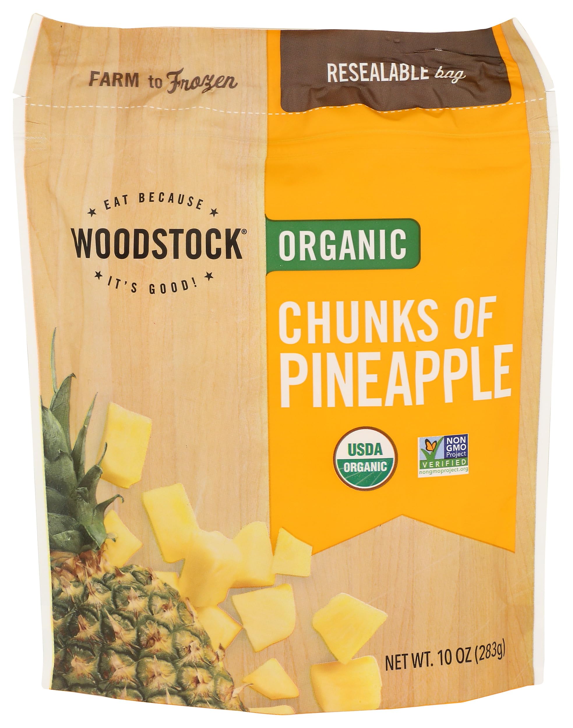 Woodstock Fruit Pineapple Chunks Organic, 10 oz (frozen)