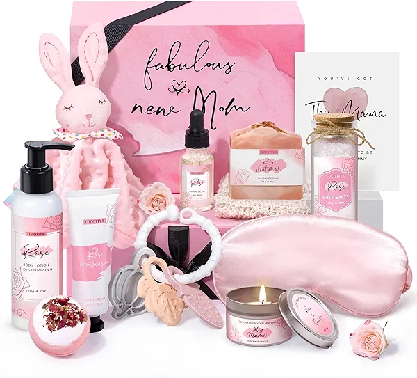 New Mom Gifts for Women, 13 New Mom Care Package After Baby, Postpartum Gifts Basket Essentials, Baby Shower Gifts for Expecting Mommy To Be, Newborn Baby Gift Set with Spa Gifts for Women