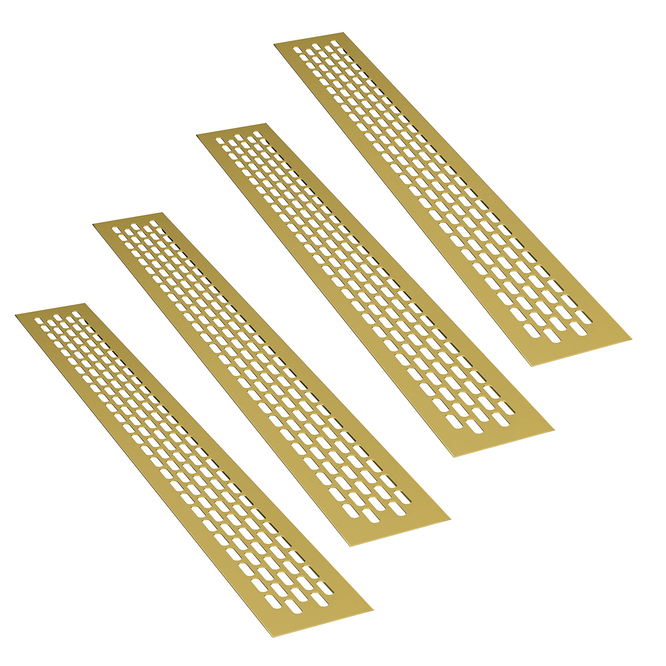 SossaiAluminium Ventilation Grille - Alucratis (4 Piece) | Rectangular - Dimensions: 48 x 6 cm | Colour: Gold | Powder-Coated