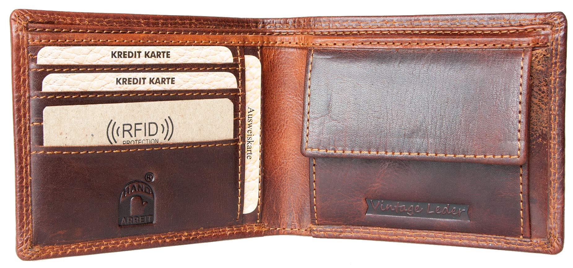 Image secondaire de Portefeuille en cuir de vachette Bull Burry avec protection RFID - Marron