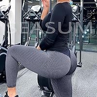 Vista 107 de SEASUM - Pantalones de yoga de cintura alta para mujer, con control de abdomen y realce de glúteos, leggings favorecedores para entrenar y correr