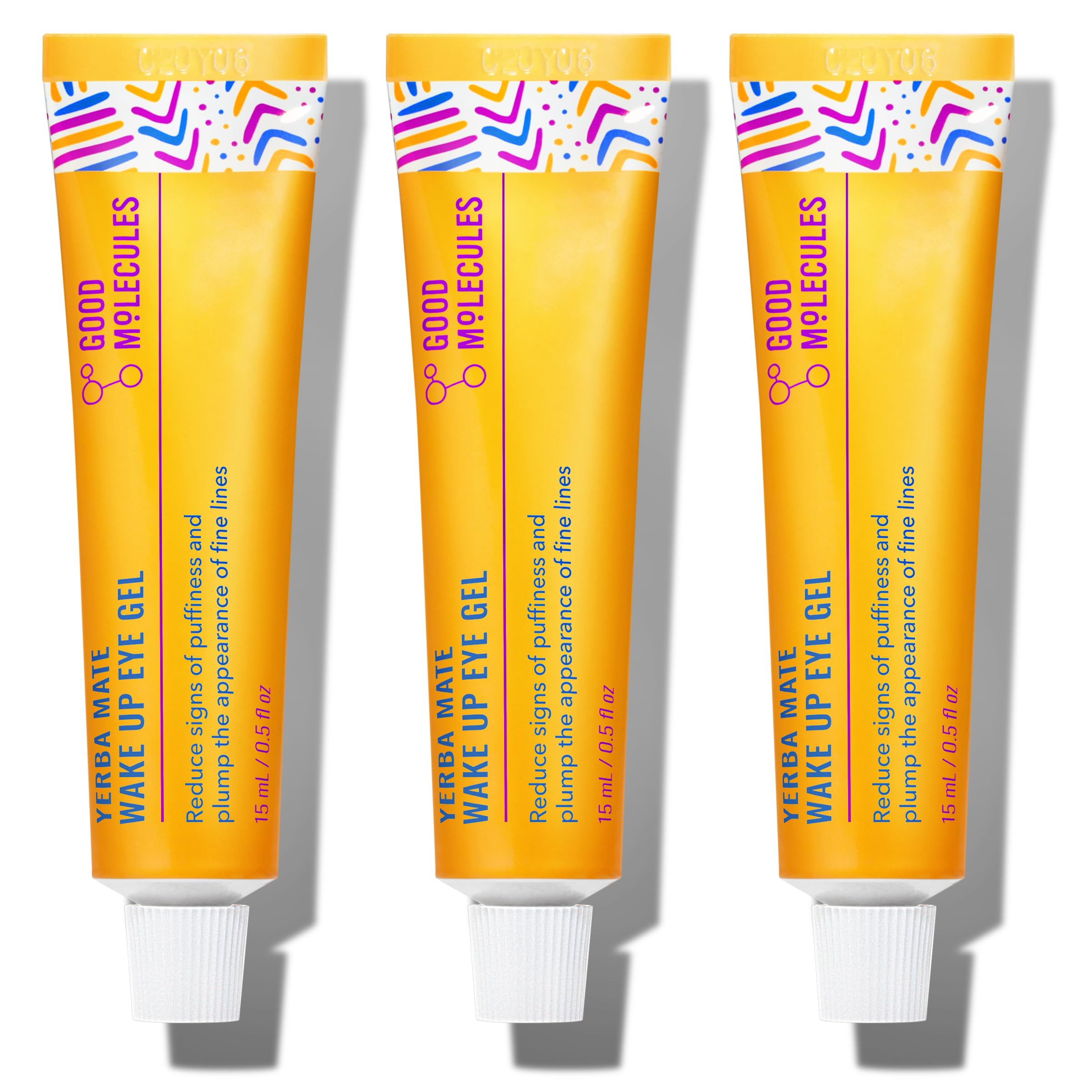 Good Molecules Yerba Mate Wake Up Eye Gel Pack 3 – 15 ml Each | Hydrating Under Eye Gel with Hyaluronic Acid & Caffeine for Dark Circles and Puffiness