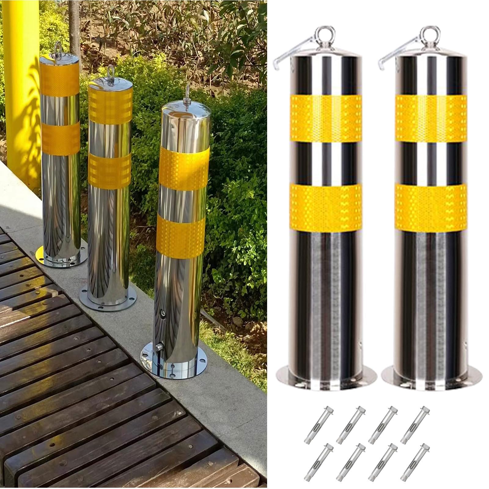 Barrière de sécurité réfléchissante pour sécuriser les trottoirs et allées