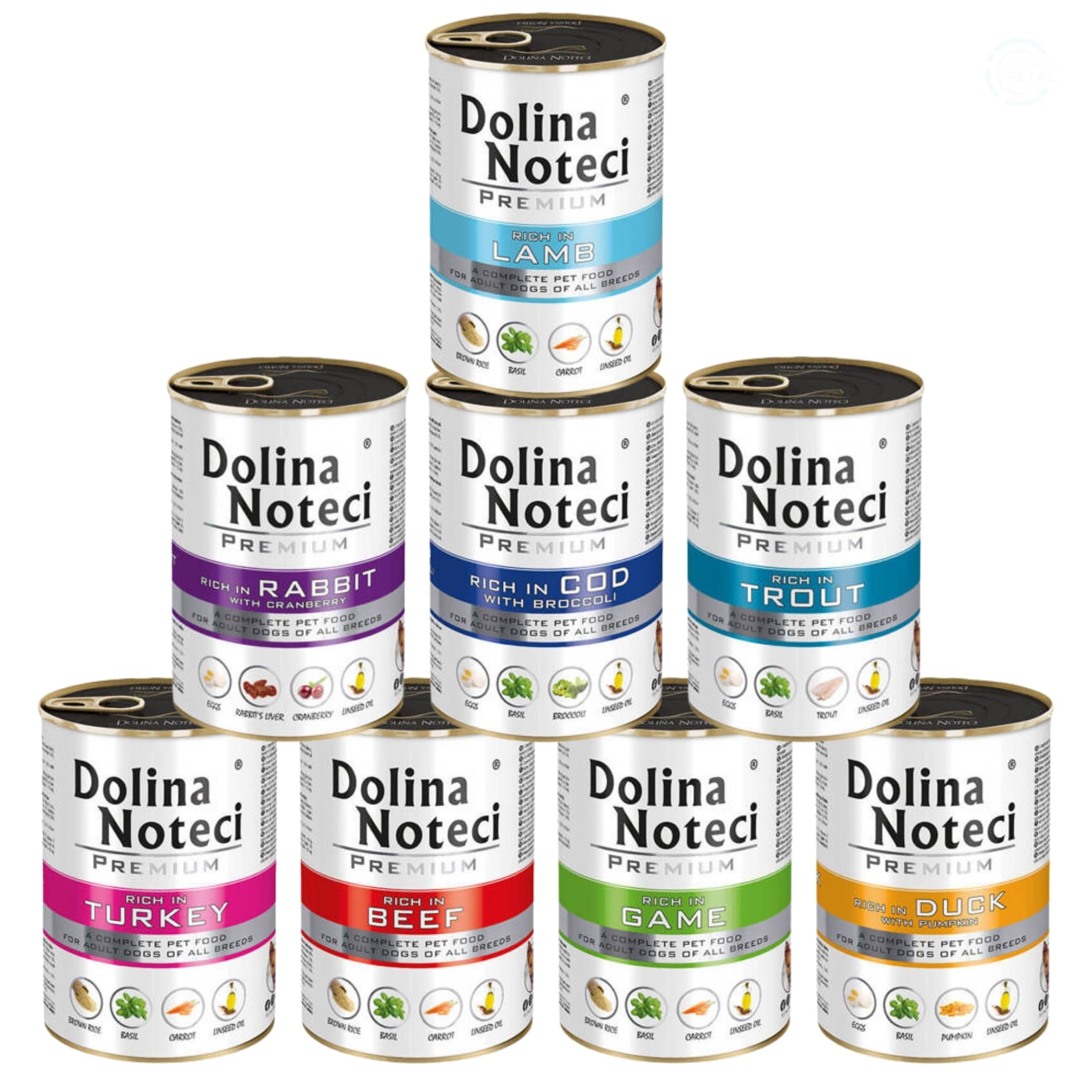 Dolina Noteci Premium Adult Wet Dog Food Mixed Variety Pack, Complete Dog Food, Gluten-Free (8x400g)
