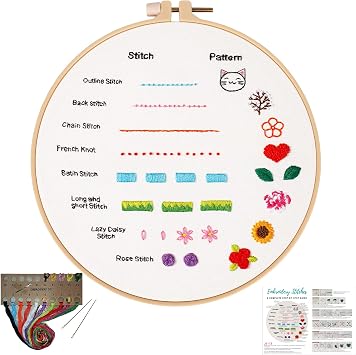 Louise Maelys Embroidery Kit for Beginners 8 Stitch Practice Set | Complete Embroidery Set for Beginners to Practice Different Stitches. Create with Cross Stitch Kits. Explore Needlepoint Kit