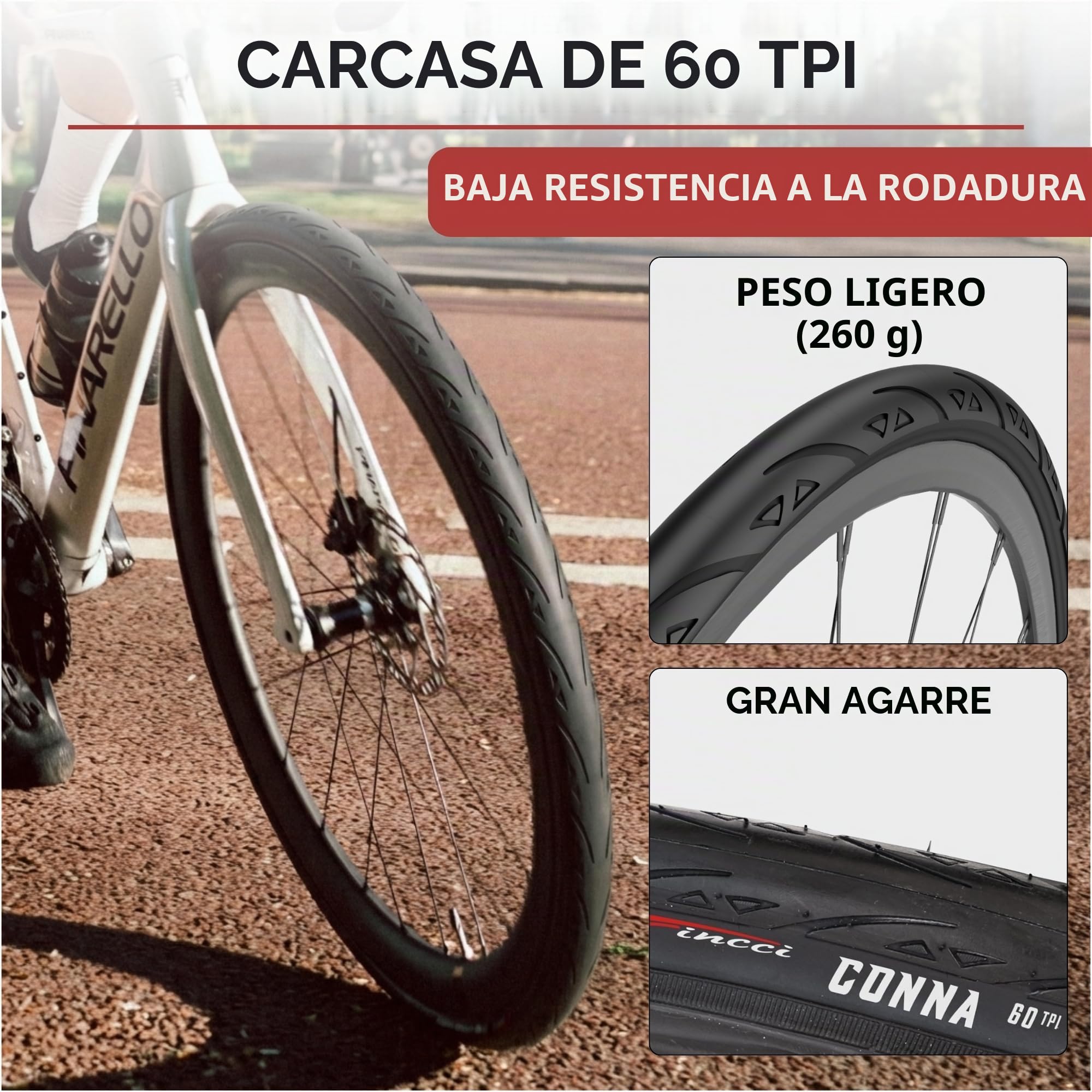 Fincci Bicicleta Cubiertas Carretera 700c x 23c - Par Plegable Neumáticos Bicicleta 23-622 con 1mm Antipinchazos 60 TPI - Gomas 28" per Adulto, Gravel, Carrera y Turismo Bici - Paquete de 2