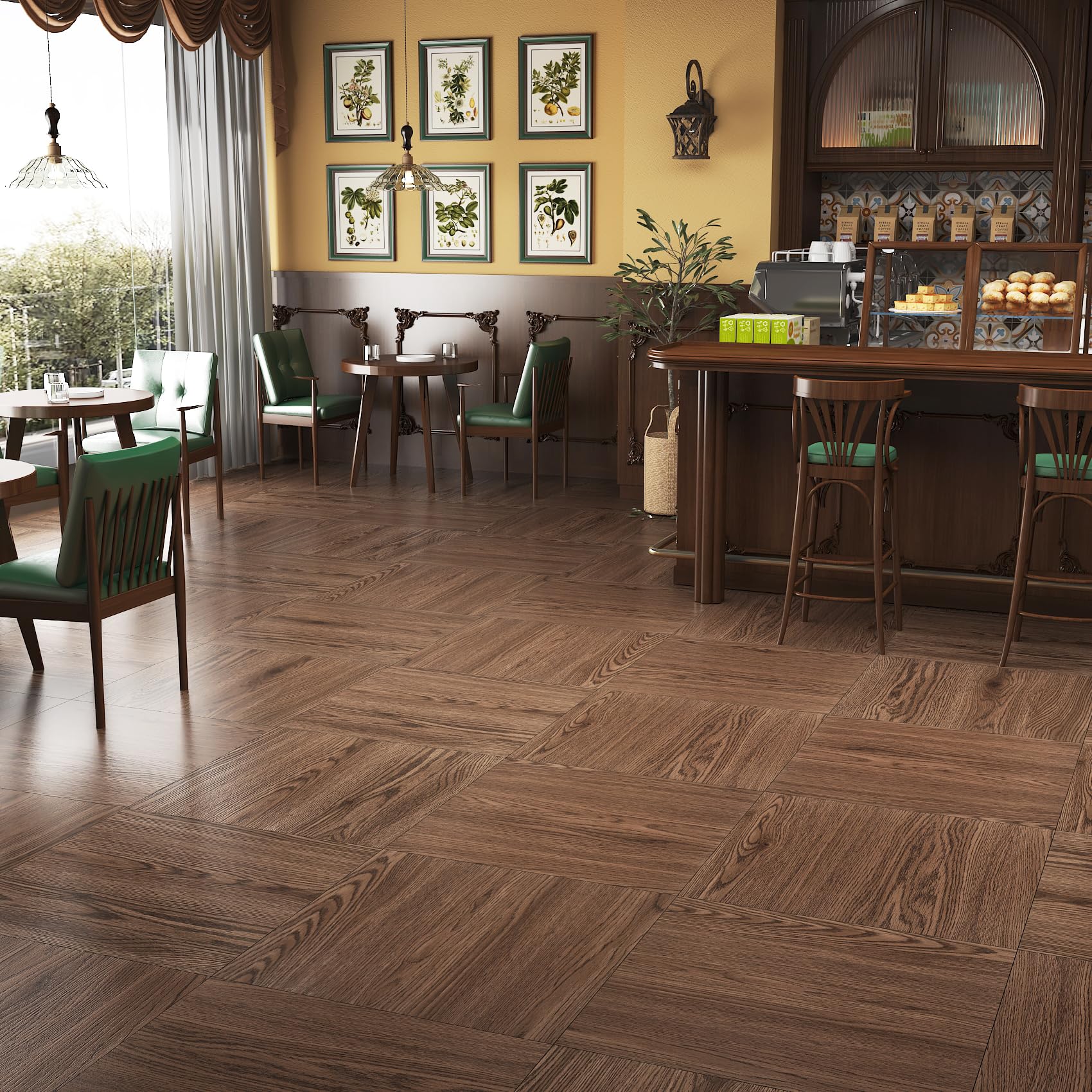 ReWallpaper 30 Baldosas Suelo Vinilico Imitacion Madera 30cmx30cm Vinilo Adhesivo Suelo Antideslizante Cocina Baño Lavables Vintage Piso PVC Autoadhesivo para Dormitorio Restaurante Cafetería