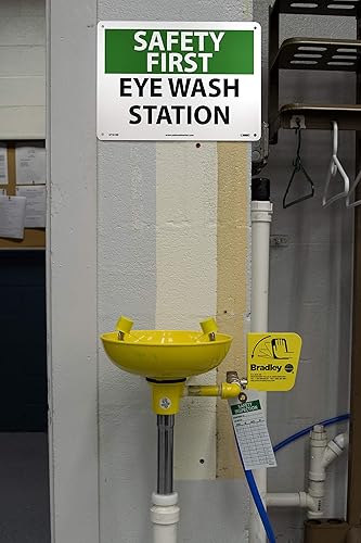 Miniatura 3 de NMC SF181RB OSHA Letrero, "Safety First Eye Wash Station", 14 pulgadas de ancho x 10 pulgadas de alto, plástico rígido, verdenegro sobre blanco
