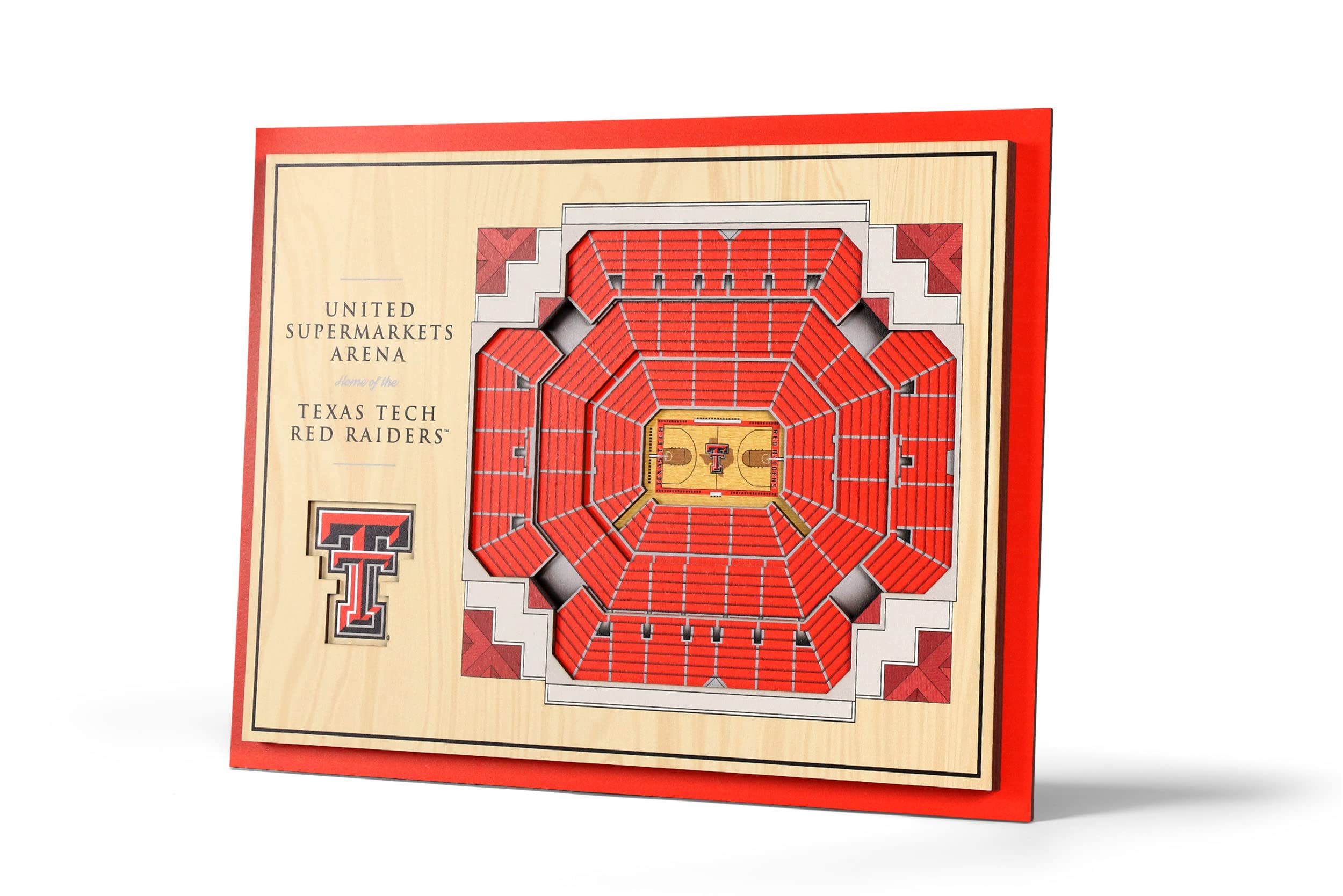 YouTheFanNCAA Texas Tech Red Raiders BB 5-Layer StadiumViews 3D Wall Art - United Supermarkets Arena