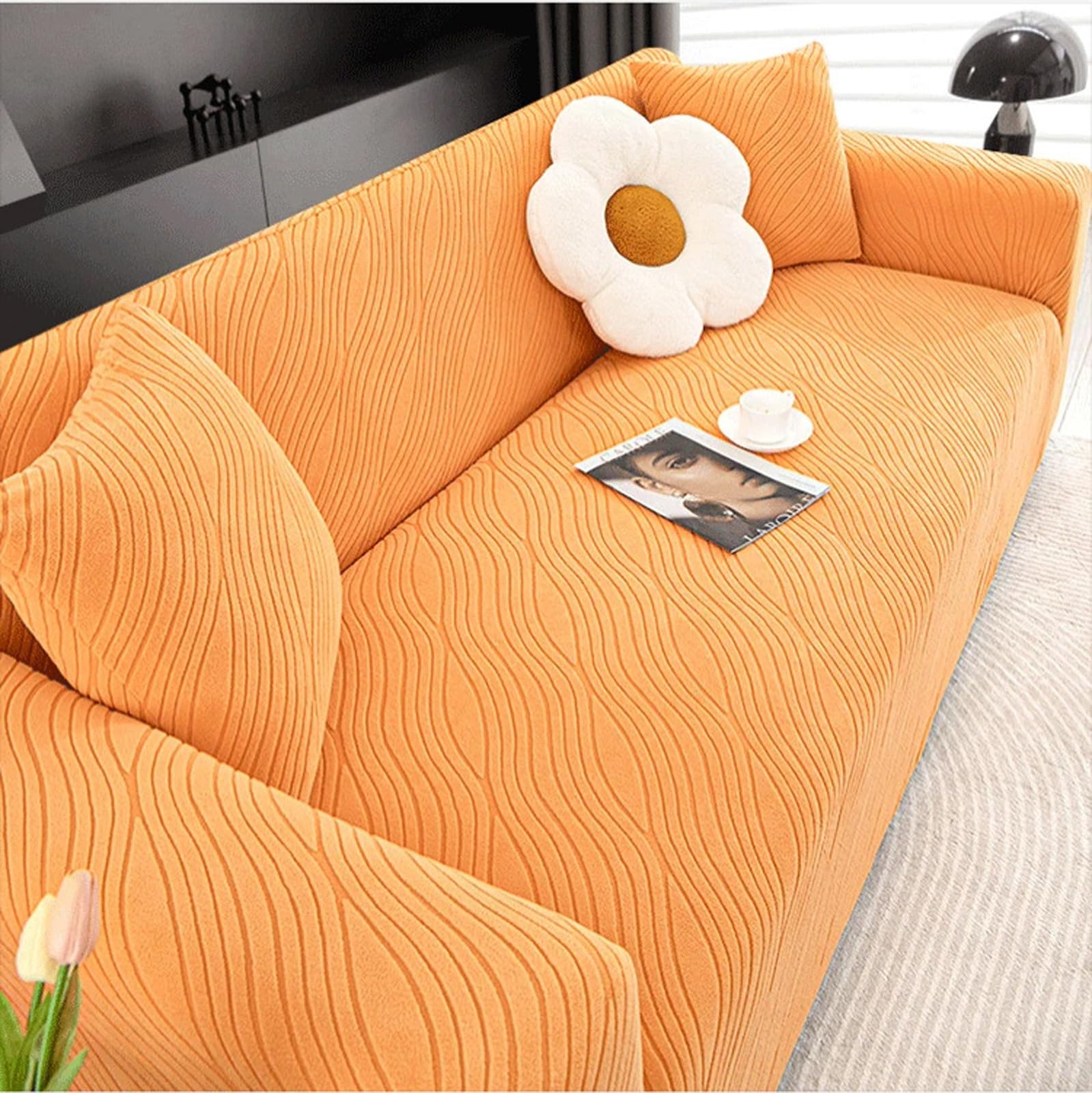 Housse de canapé extensible imperméable 1 pièce avec accoudoirs