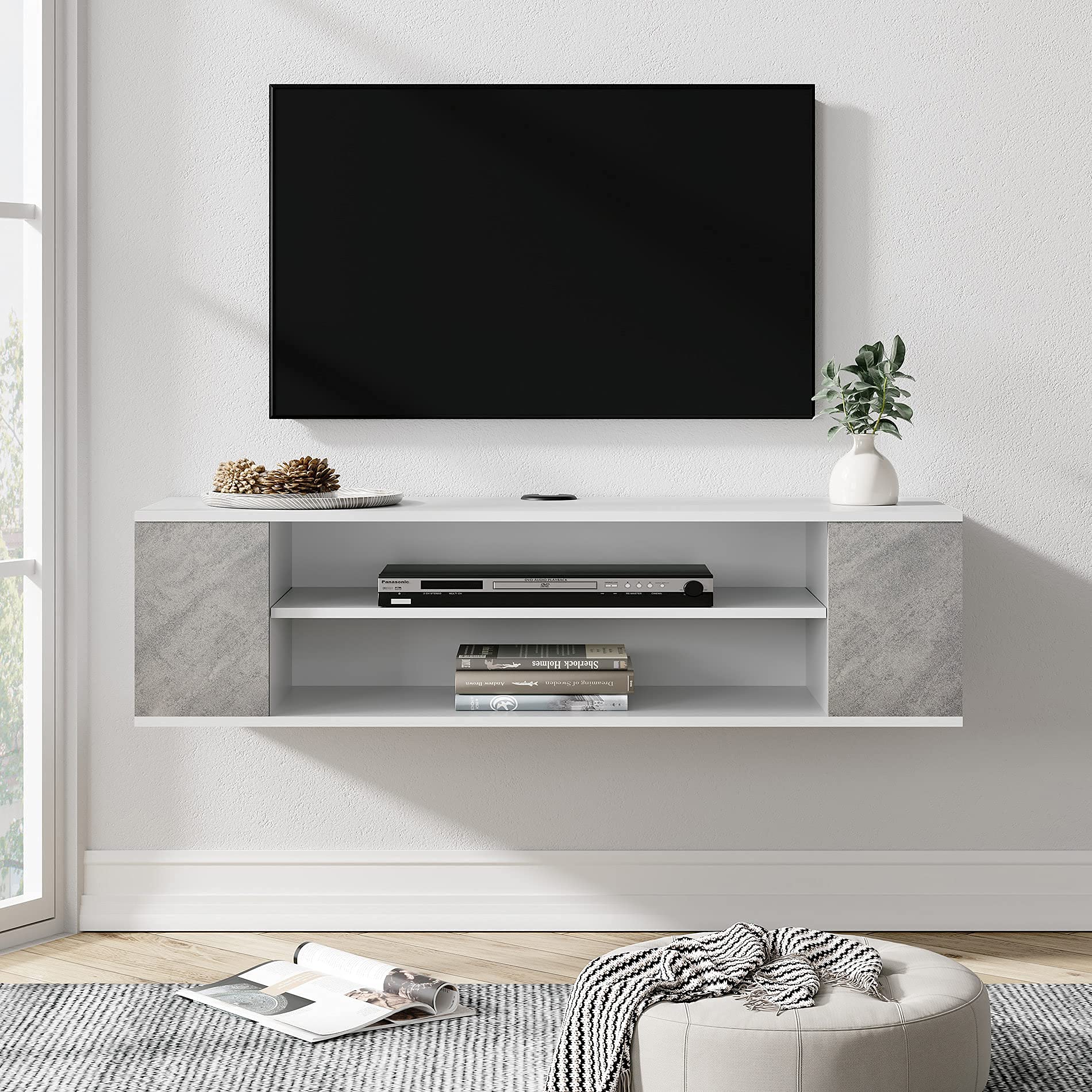 WAMPAT Floating TV Stand Shelf Wall Mounted Entertainment Center