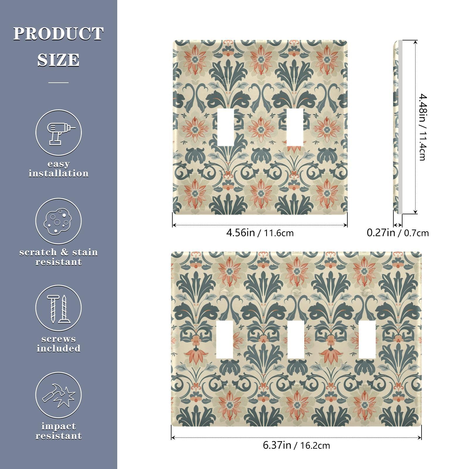 UMIRIKO Tropical Flowers Floral Light Switch Cover Plate Covers Decorative Double Toggle Home Decor 202b5336