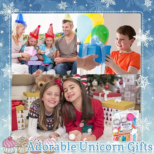 Miniatura 7 de KAEGREEL Juego de chef para hornear para niños con delantal de unicornio y manopla, 26 piezas de juguetes de cocina para niños, juego de cocina con