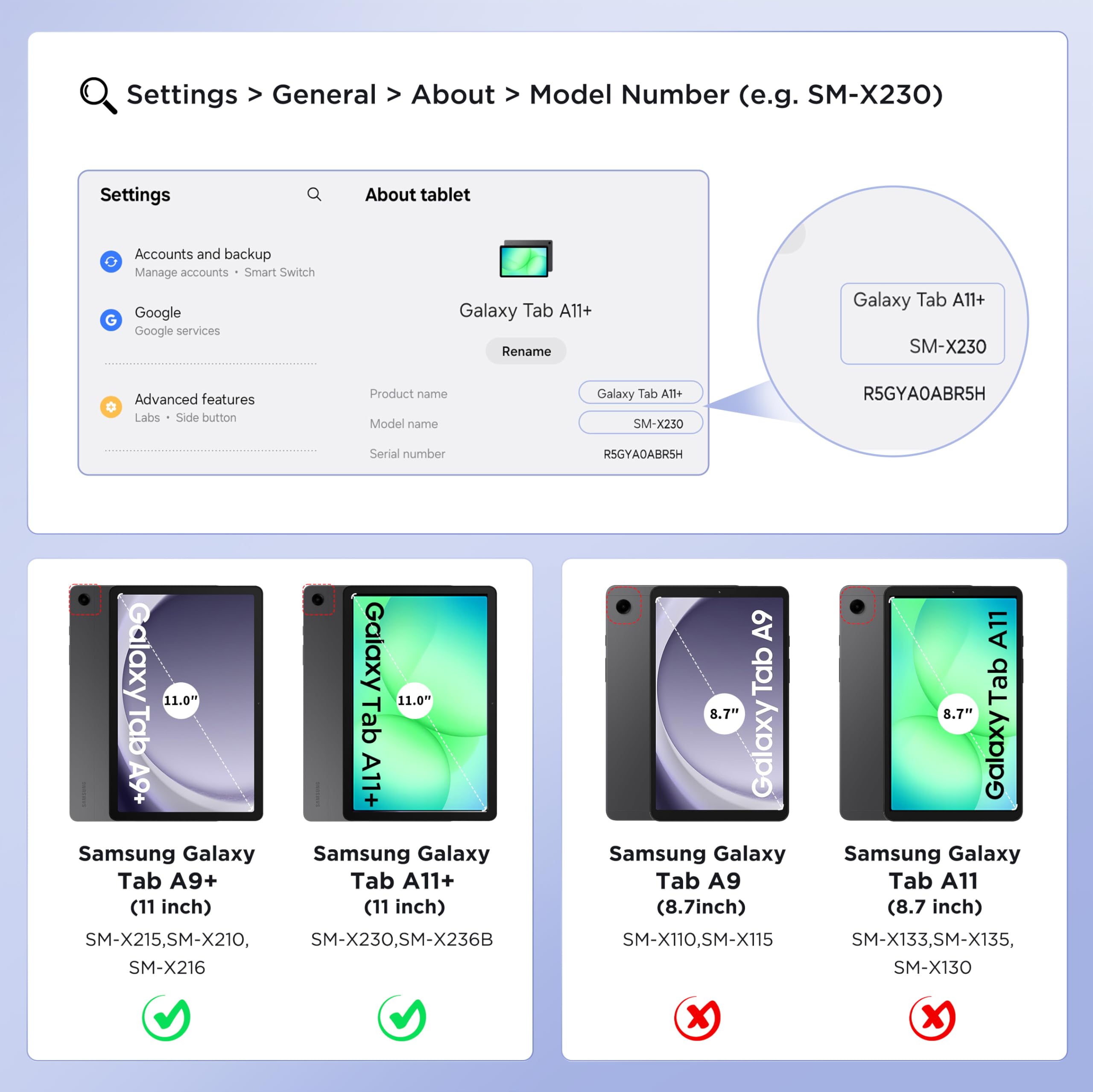 EasyAcc Custodia Cover Compatibile con Samsung Galaxy Tab A11+ Plus/ A9+ 11 Pollici 2025 SM-X236B/SM-X230 Tablet, Blu Mare