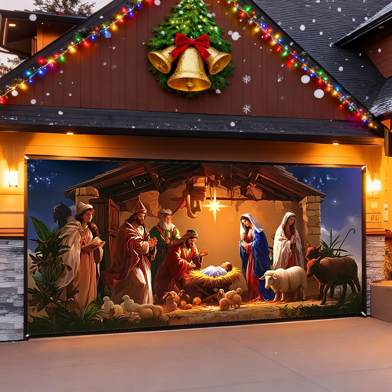 Cartel de buena suerte con texto en inglés «The Merry Christmas Christmas The Background Party Santa Photography Garage Door Back» 284