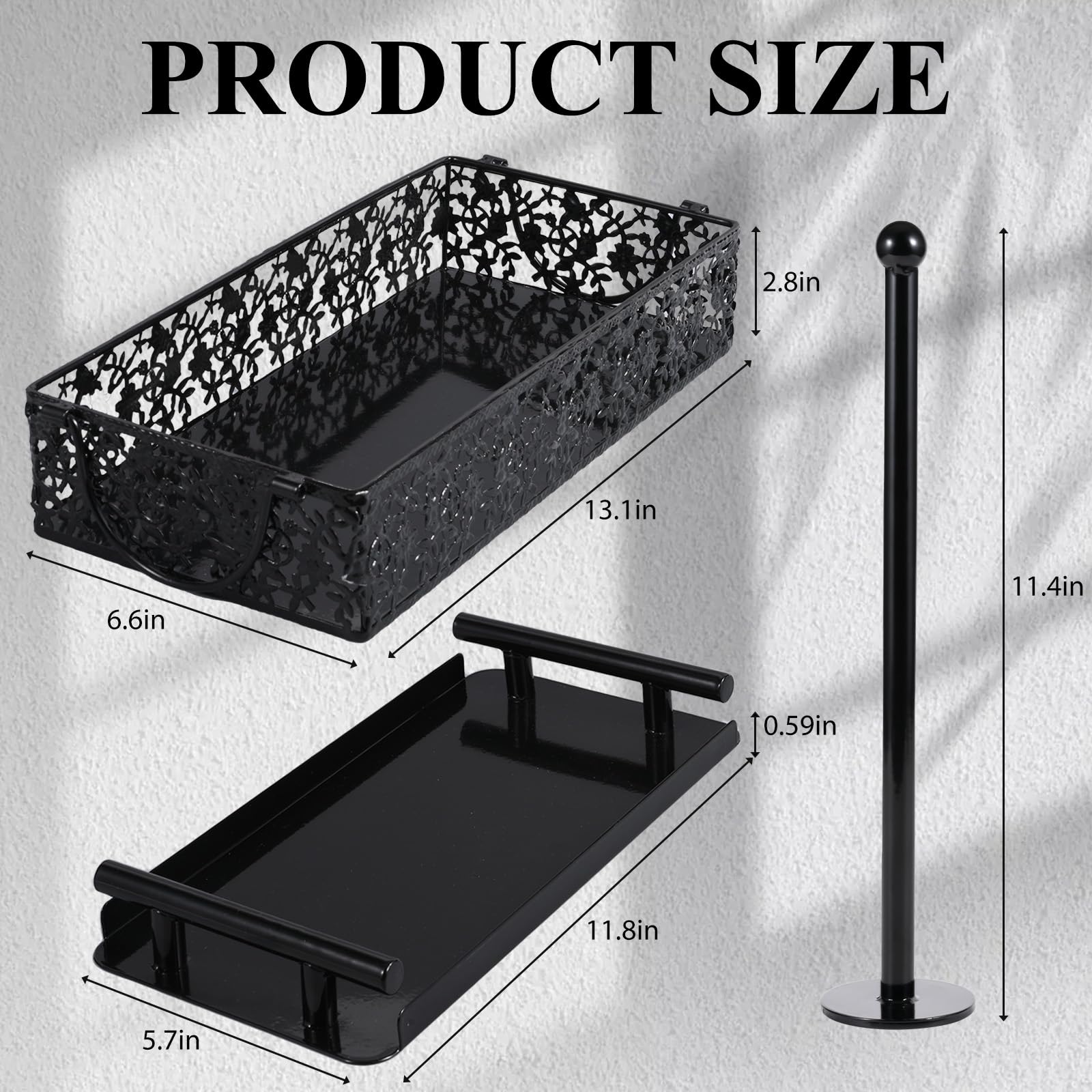 MPPMQQ Back of Toilet Paper Basket with Magnetic Set of 2 Basket for Back of Toilet with Handle, Paper Towel Holder Tank Tray Organizer for Restroom Bathroom Kitchen Counter Decorations