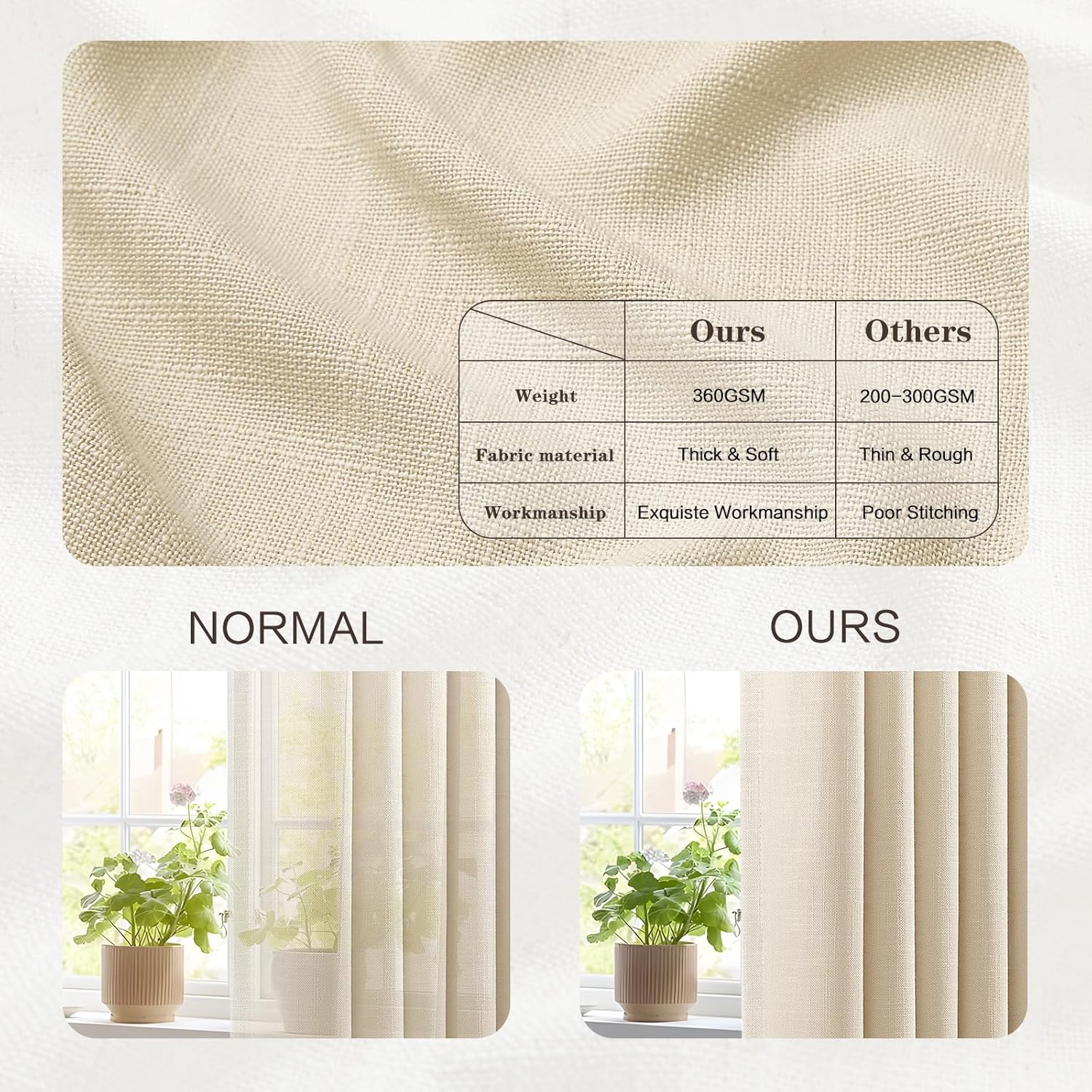 pinch pleated extra wide linen curtains 102 inch long for sliding glass door, sand beige light filtering curtain textured thick semi-sheer pleat drapes with hooks for living room, 60w x 102 l, 1 panel sand beige 60"w x 96"l (pack of 1)