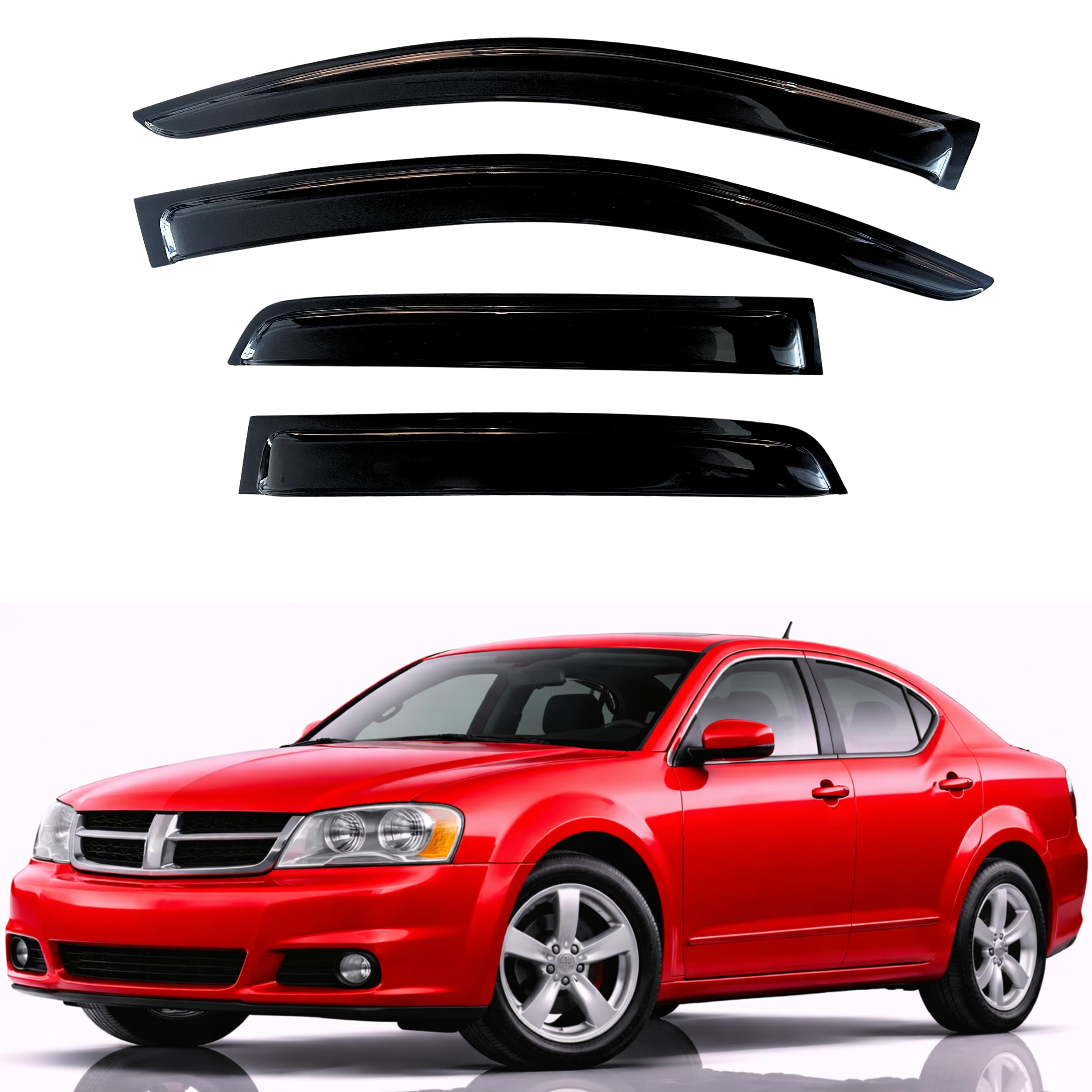 KPY Rain Guards Fit for 2008-2014 Dodge Avenger, Out-Channel Window Visors Vent Wind Deflectors 4PC, Car Accessories for 08-14 Avenger