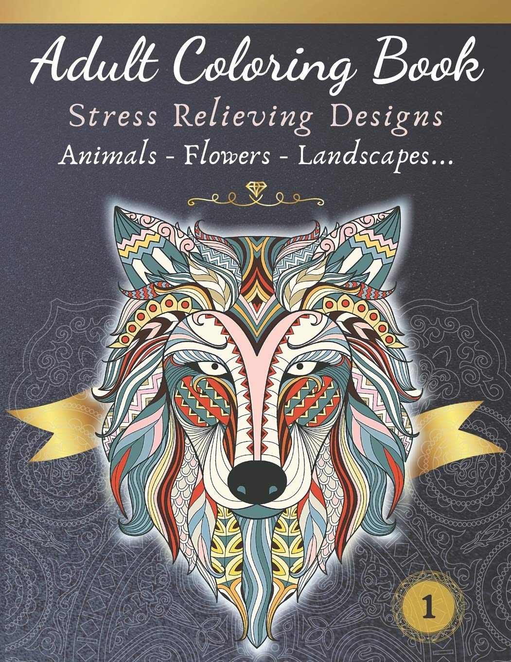 Buy Adult Coloring Book Stress relieving design Animals, Flowers