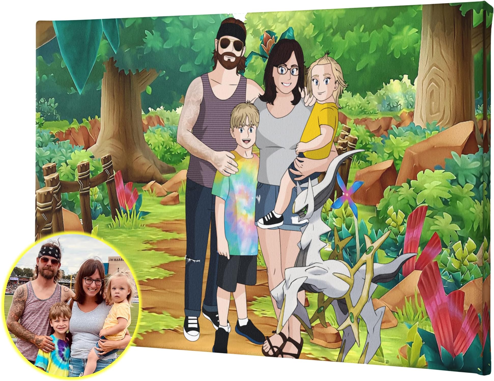 iToonifyOne-of-a-Kind Cartoon Art Portrait of Yourself - Get a Personalized Hand-Drawn Masterpiece with Customizable Backgrounds and Print Formats. Custom Poke Cartoon Family Portrait