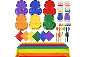 Ultimate Rainbow Party Supplies Kit for 24 Guests